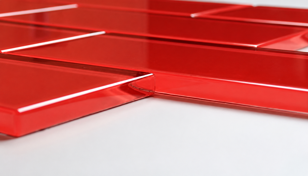 Red ceramic tiles on a white background