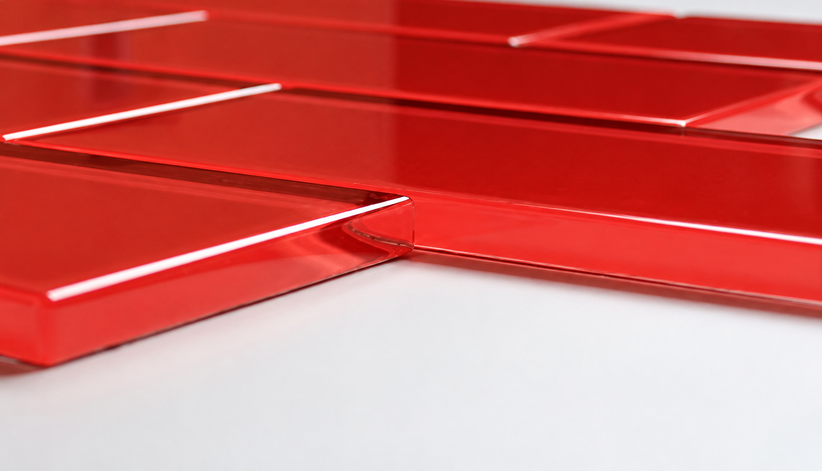 Red ceramic tiles on a white background