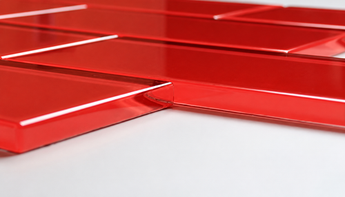 Red ceramic tiles on a white background