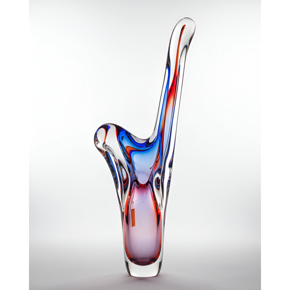 Colorful glass sculpture on a white background