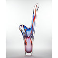 Colorful glass sculpture on a white background