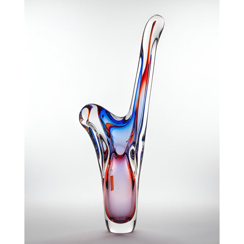 Colorful glass sculpture on a white background
