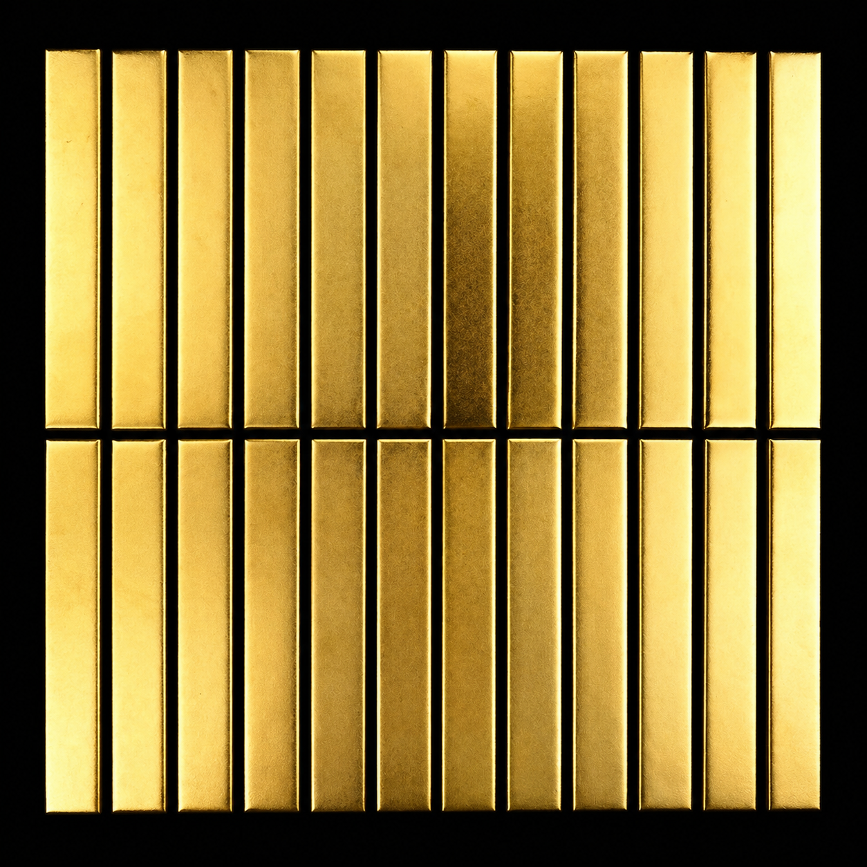 Gold rectangular tiles arranged in a grid pattern on a black background