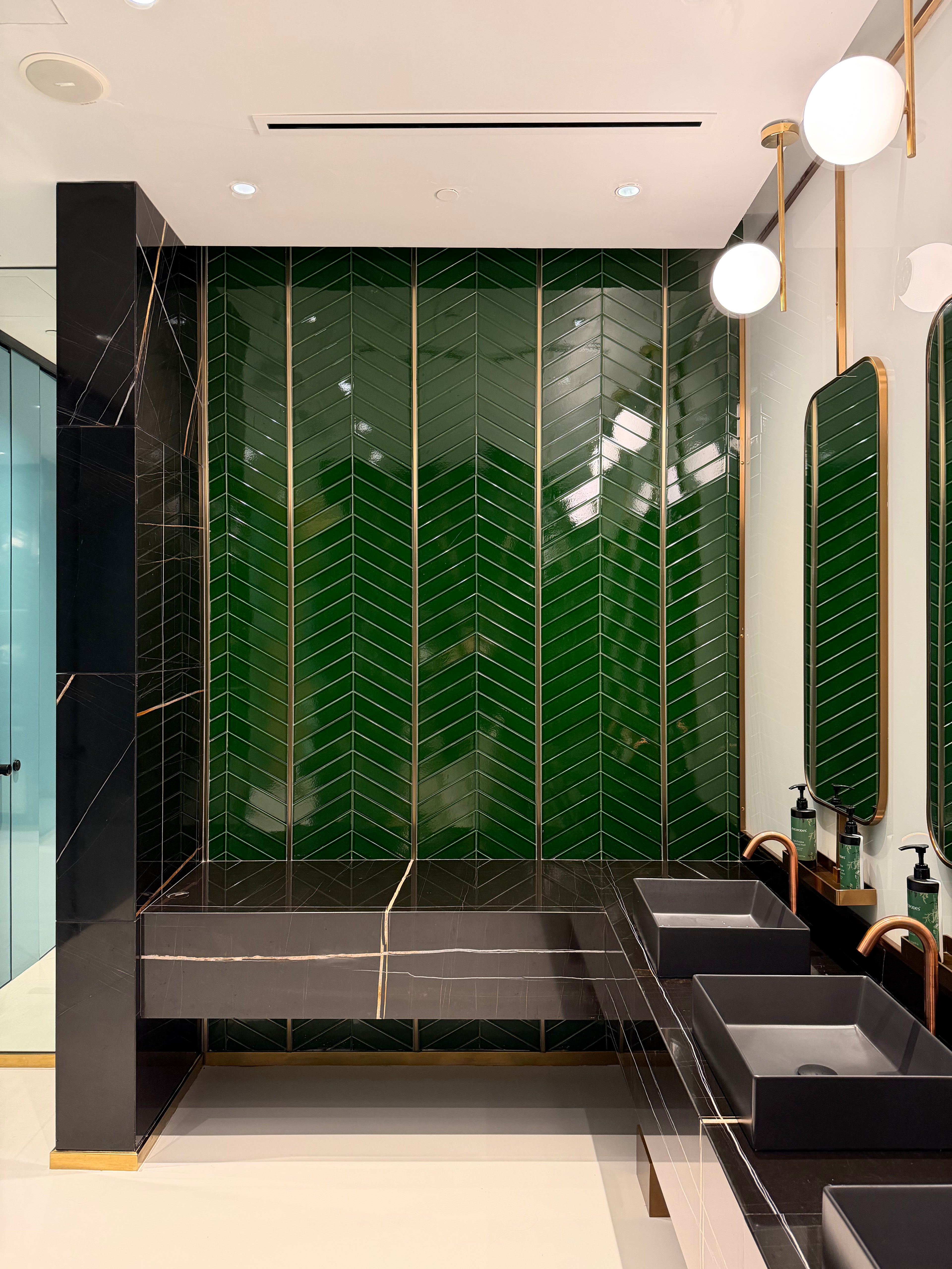 Emerald Chevron Gloss Wall Tile | Custom Thickness Available