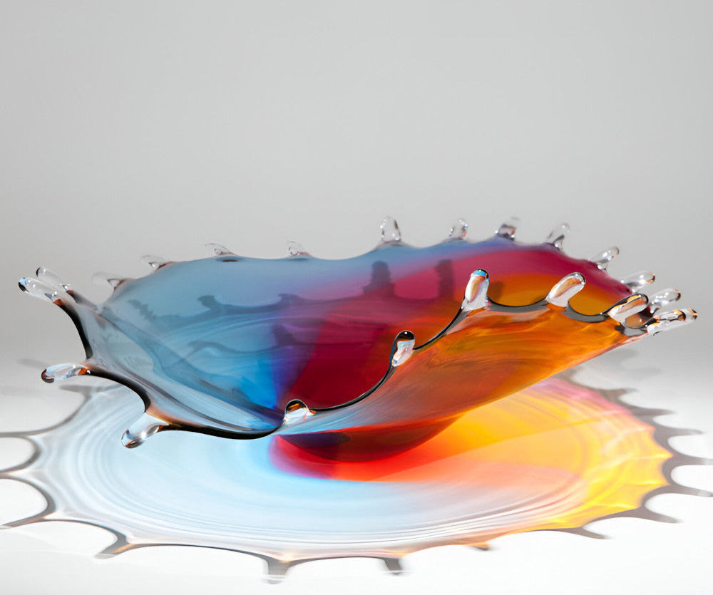 Colorful droplet effect on a white background