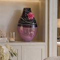 Hand-Blown Art Glass Vase | Amethyst & Silver Thread