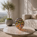 Iridescent Hand-Blown Art Glass Vase