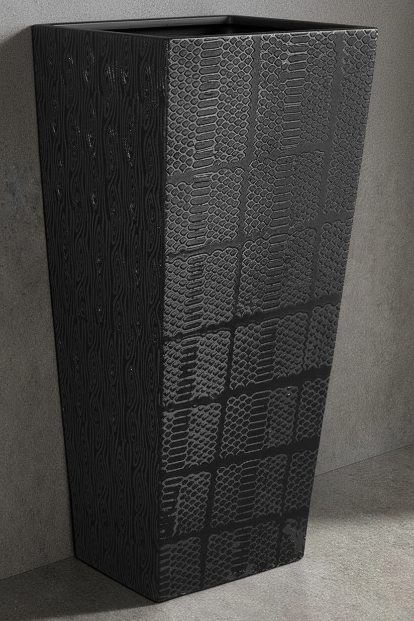 Black Textured Ceramic Basin – Detail Enhanced