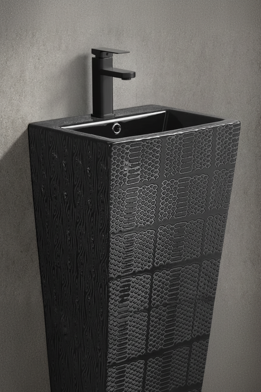 Black Textured Freestanding Wash Basin – Enhanced