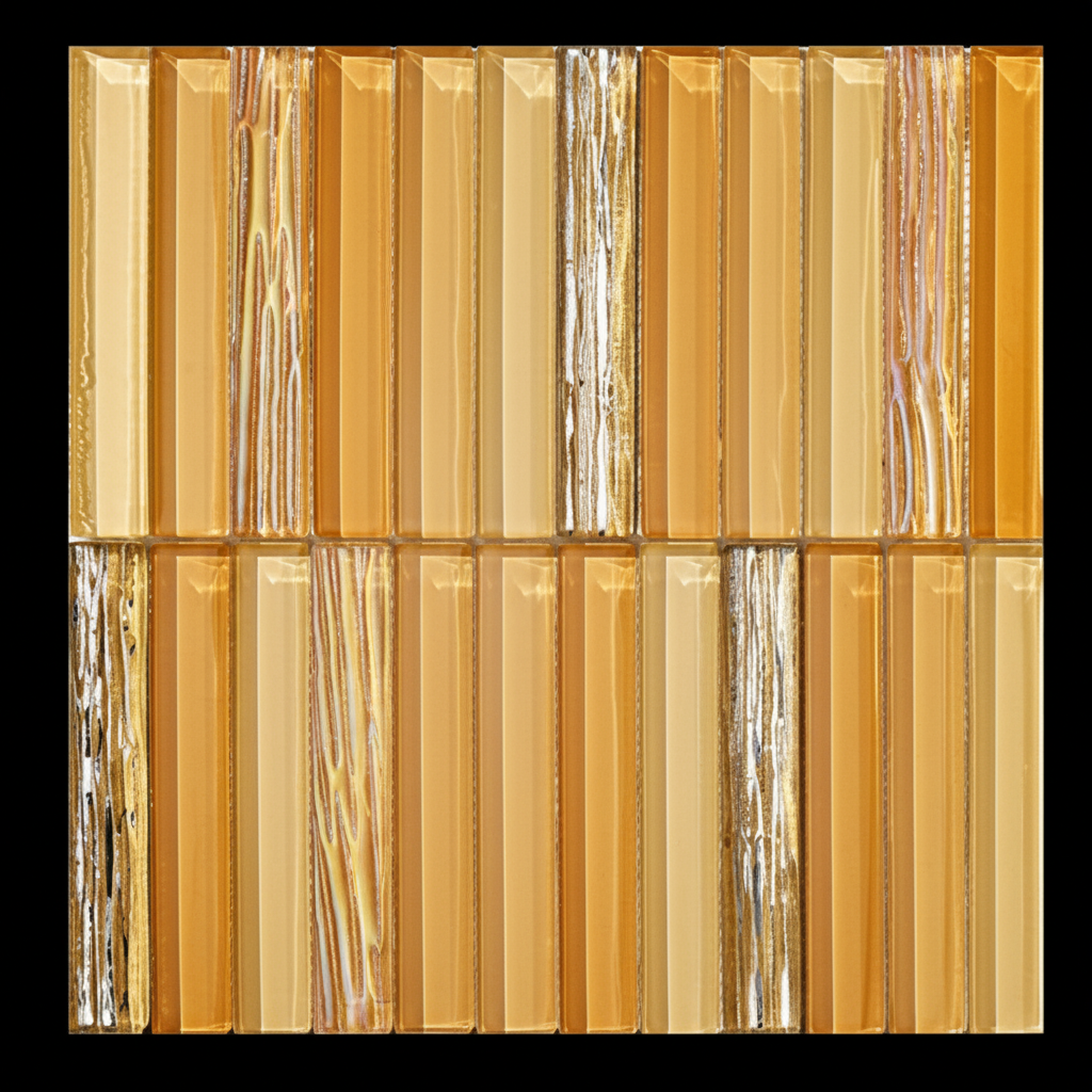 Champagne Gold Mosaic Tile – Vibrant on Black