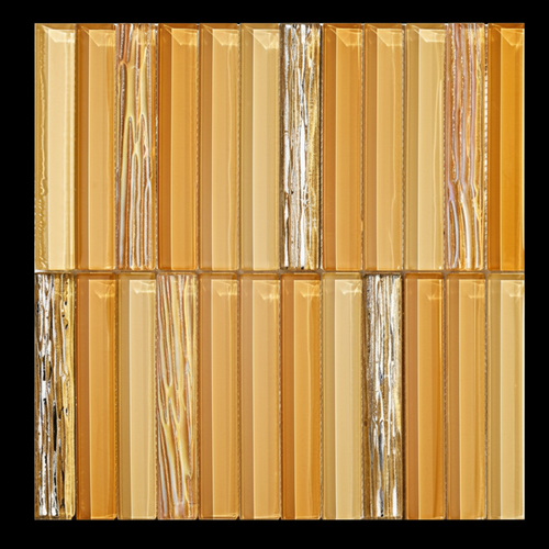 Champagne Gold Mosaic Tile – Vibrant on Black