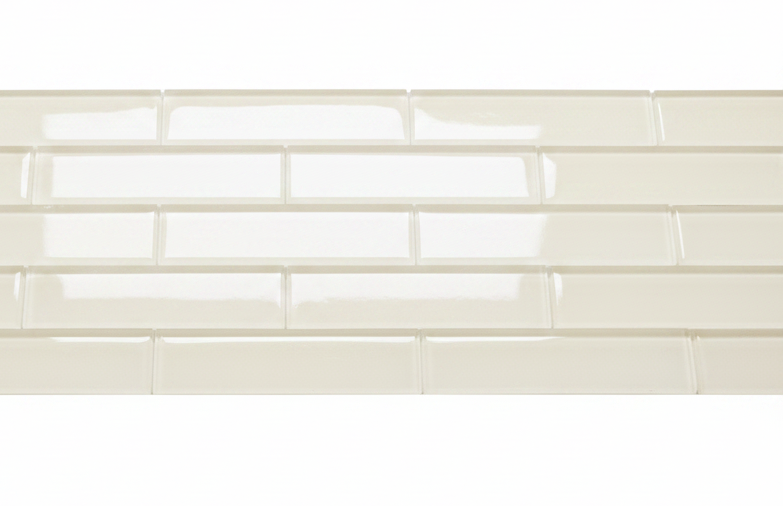 Beige glass mosaic tiles on a white background