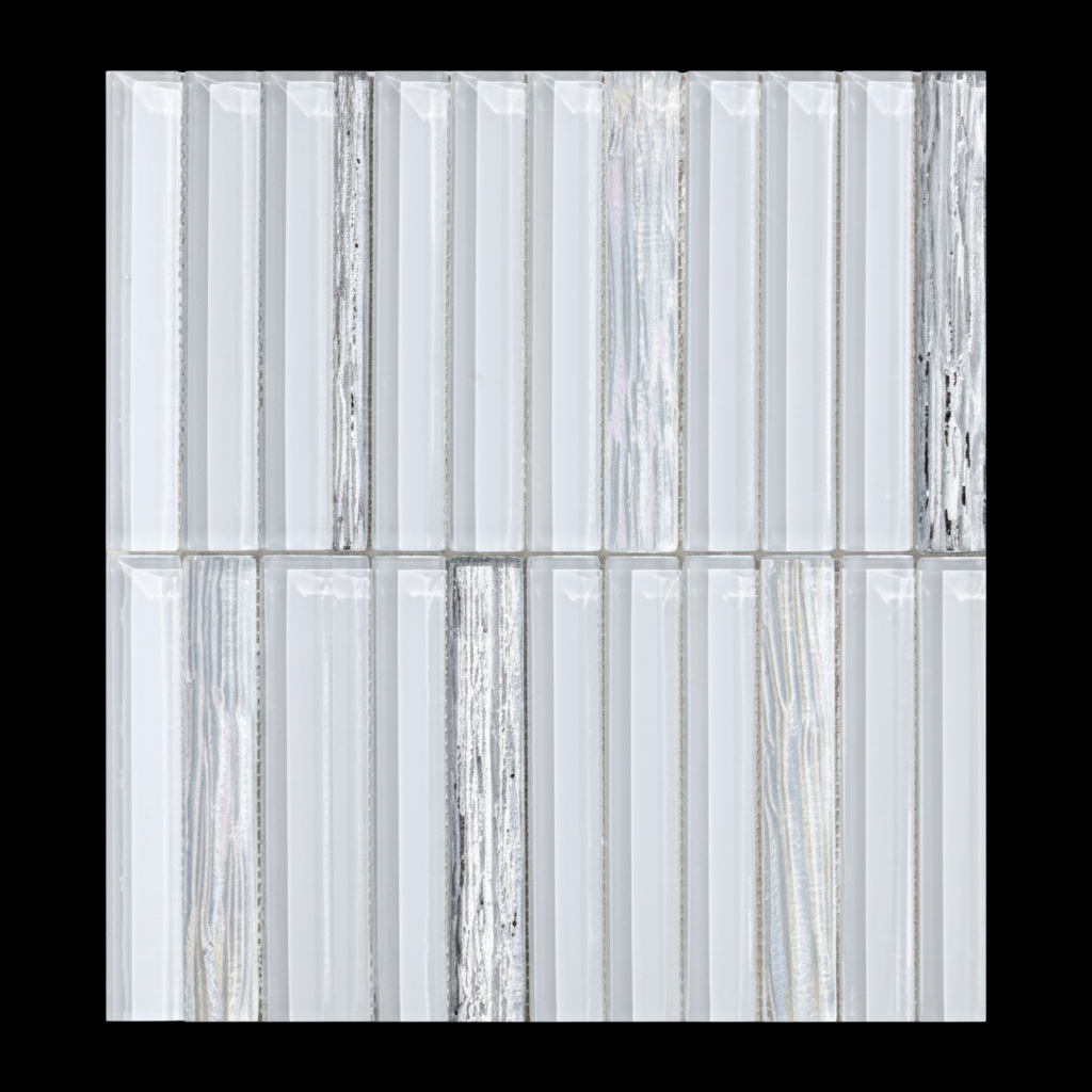 Crystal White Mosaic Tile – Enhanced on Black