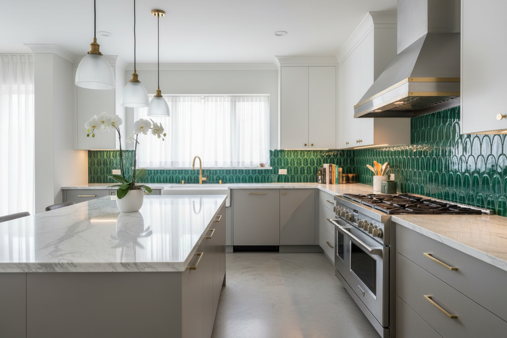 Emerald Green Mosaic Kitchen