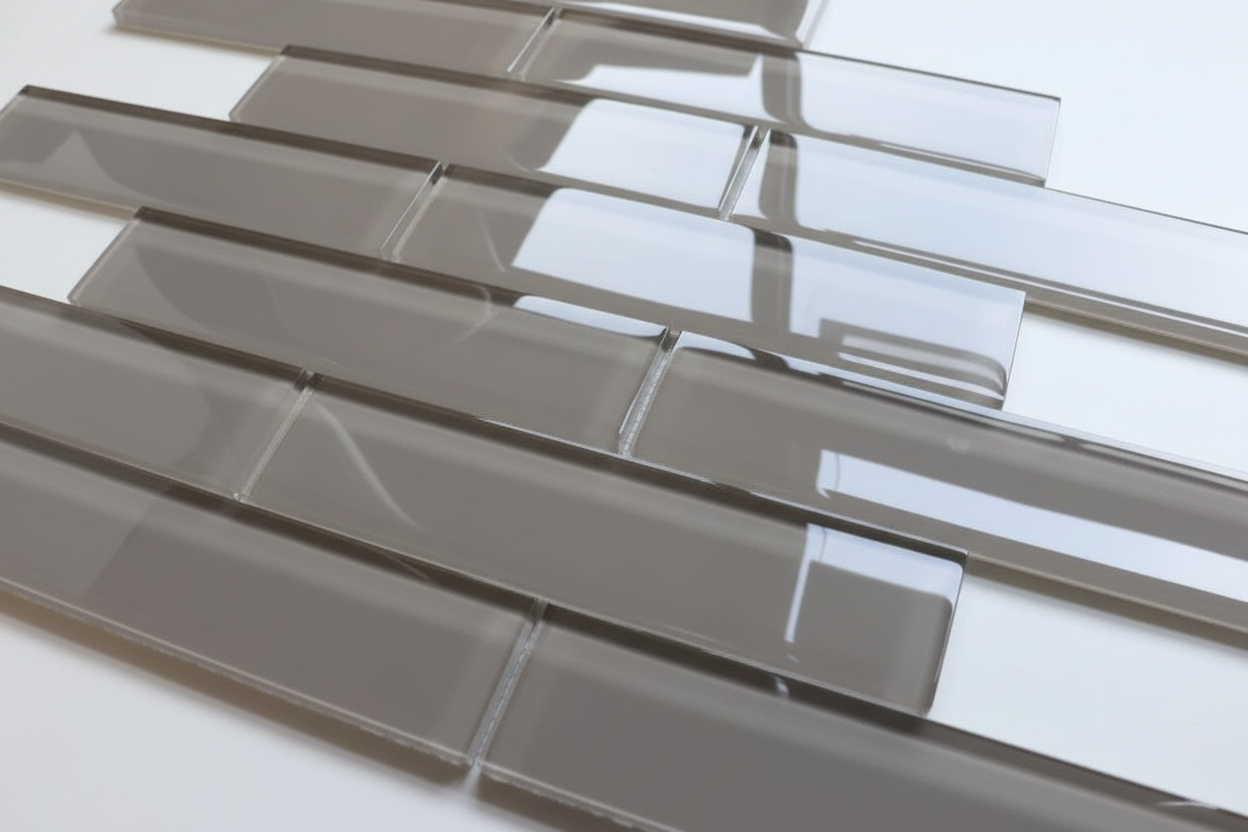 Glossy Glass Subway Tile — Grey