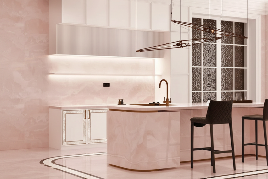 Luxury Pink Onyx Kitchen - High Quality